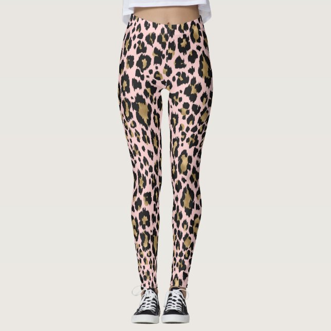 Leggings Leopardo rosado de impresión (Anverso)