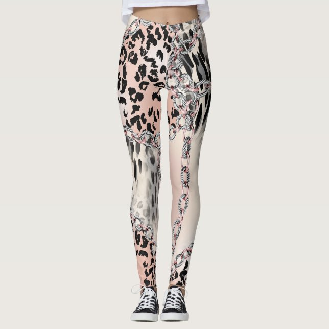 Leggings Leopardo textil: Patrón de cadena floral. (Anverso)