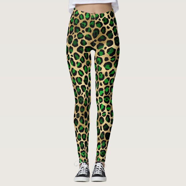 Leggings Leopardo verde y dorado (Anverso)