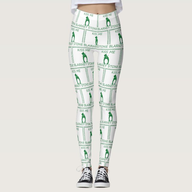 Leggings Leprechaun de St. Patty me besa Blarney Stone (Anverso)