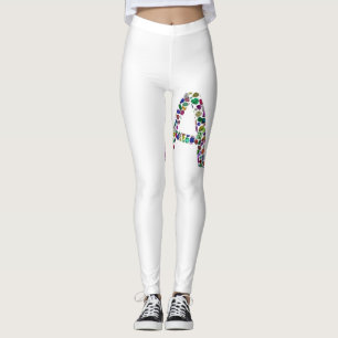 Leggings Letra inicial A con monograma floral de Gemstone