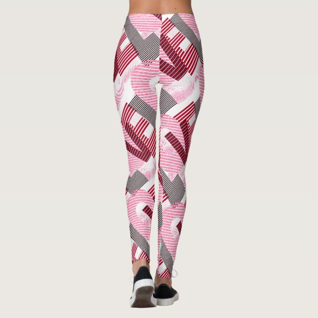Leggings Letra magenta geométrica de amor (Reverso)