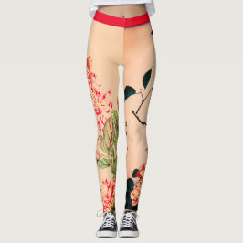 LEGGINGS LETRAS DE ARTE DE FLORES JAPONESES IMPRESAS