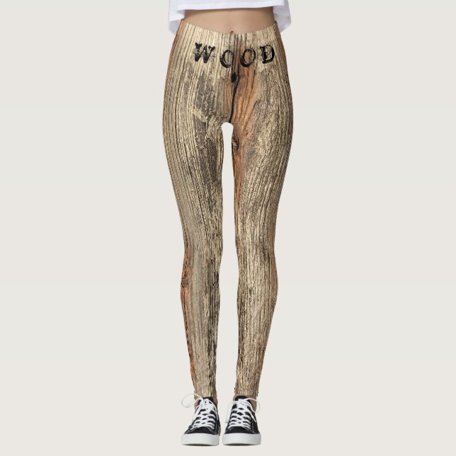 LEGGINGS LETRAS DE FOTOGRAFÍA DE GRANOS DE MADERA (Anverso)