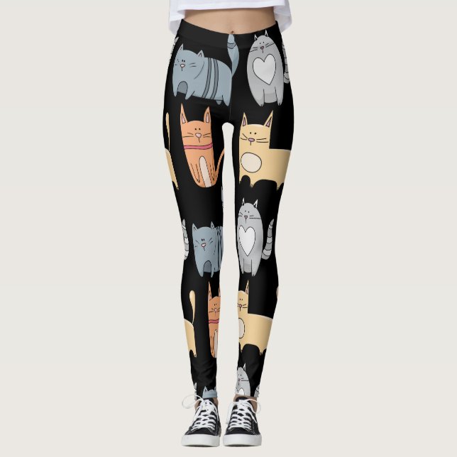 LEGGINGS LETRAS DE PANTALLAS DE YOGA DE IMPRESIÓN DE KITTY  (Anverso)