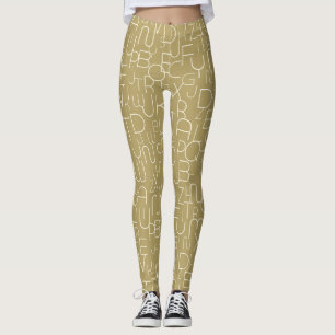 Leggings Letras elegantes beige y blancas