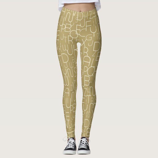 Leggings Letras elegantes beige y blancas (Anverso)