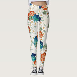 LEGGINGS LETRAS IMPRESAS FLORES DE PATRÓN JAPONÉS