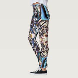LEGGINGS  LETRAS METALIZADO AZULES DE STEAMPUNK