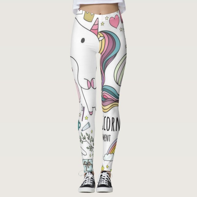 Leggings Letreras de arco iris de Unicornio (Anverso)