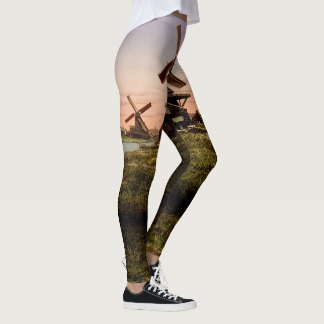 Leggings Letreras de arte de molinos de viento holandeses d (Derecha)