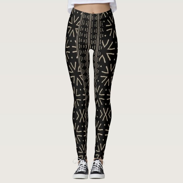 Leggings Letreras de barro africanas impresas (Anverso)