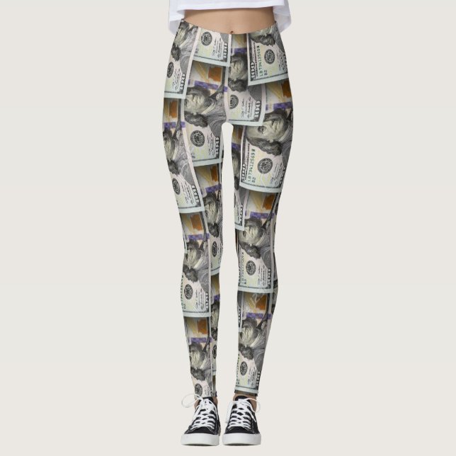 Leggings Letreras de billetes de cien dólares (Anverso)