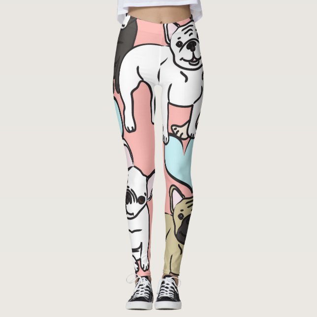 Leggings Letreras de bulldog de Francia (Anverso)