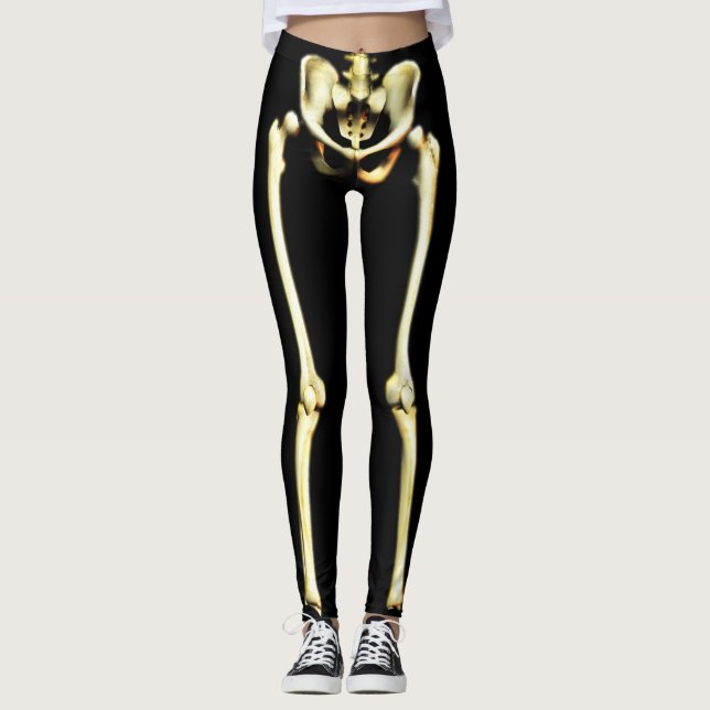 Leggings Letreras de esqueleto de Halloween (Anverso)