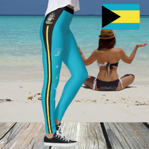 Leggings Letreras de moda de Bahamas, Bandera de las Bahama