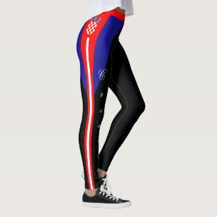 Leggings Letreras de moda de Croacia negra, bandera croata