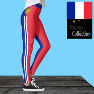 Leggings Letreras de moda de Francia, Bandera francesa/depo