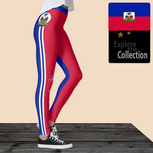 Leggings Letreras de moda de Haití, Bandera haitiana/deport (Subido por el creador)