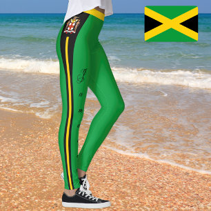 Leggings Letreras de moda de Jamaica, bandera jamaiquina/re