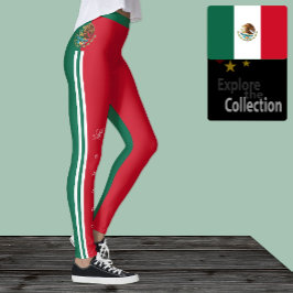 Leggings Letreras de moda de México, Bandera Mexicana/Depor