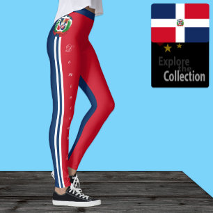 Leggings Letreras de moda de República Dominicana, Bandera/