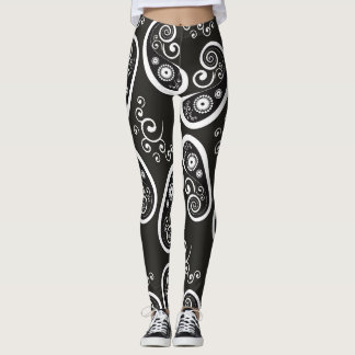 Leggings Letreras de paisajes blancos negros