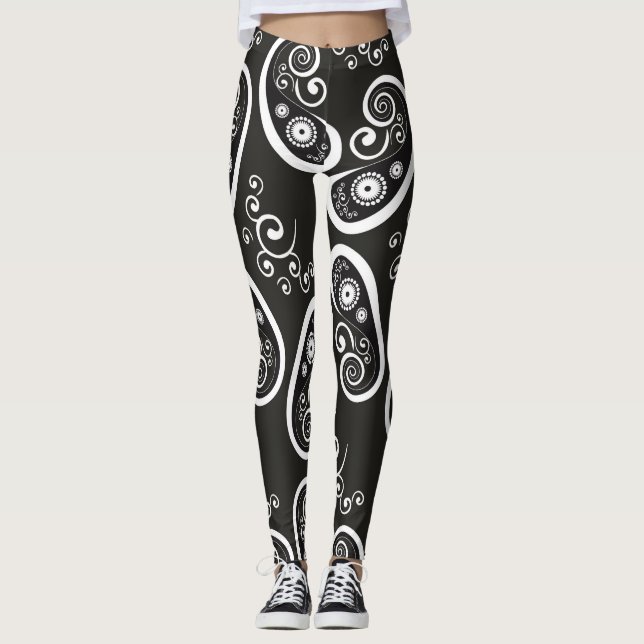 Leggings Letreras de paisajes blancos negros (Anverso)