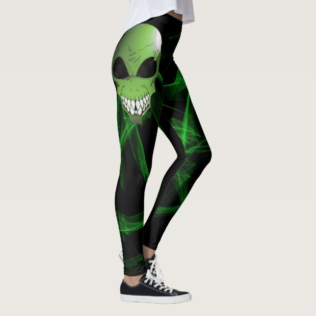 Leggings Letreras de personalizados alienígenas verdes (Derecha)