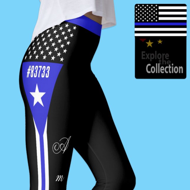 Leggings Letreras delgadas de la Línea Azul, personalizadas (Subido por el creador)