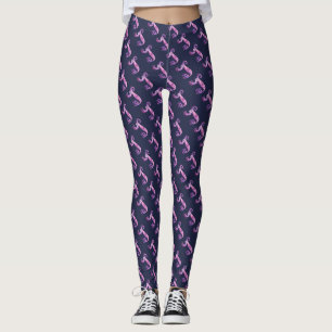 Leggings Letreras monogramadas con estampado púrpura