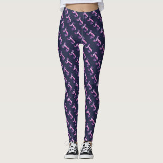 Leggings Letreras monogramadas con estampado púrpura
