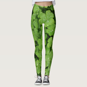 Leggings Letreras verdes de trébol de shamrock para el día 