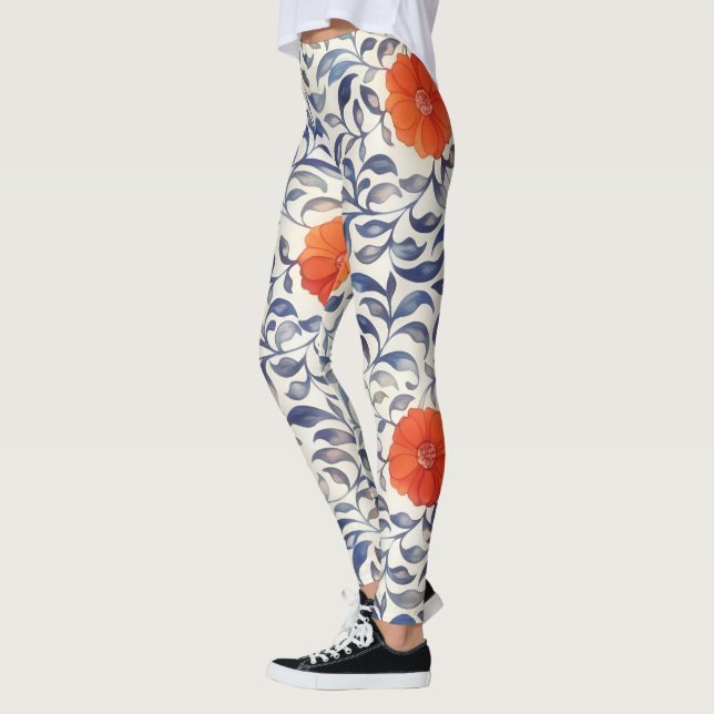 Leggings Letrería de estilo vintage Naranja de hojas (Izquierda)