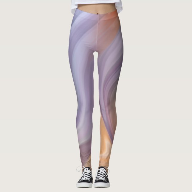 Leggings Letrería de impresión de líquido naranja púrpura (Anverso)