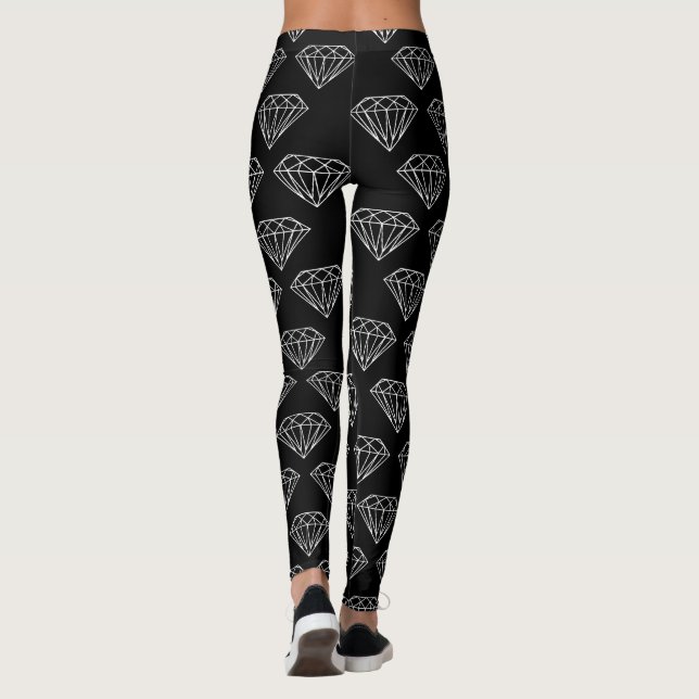 Leggings Letrería de joyas de piedra de diamante blanco neg (Reverso)