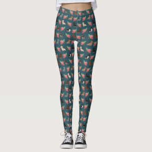 Leggings Letrería floral Doxie - floros dachshund