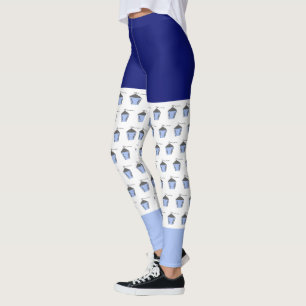 Leggings Letreros de patrón de farolillos azules de Bryn Ma