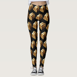 Leggings Ley de Atracción de Barras de Oro Bling Black