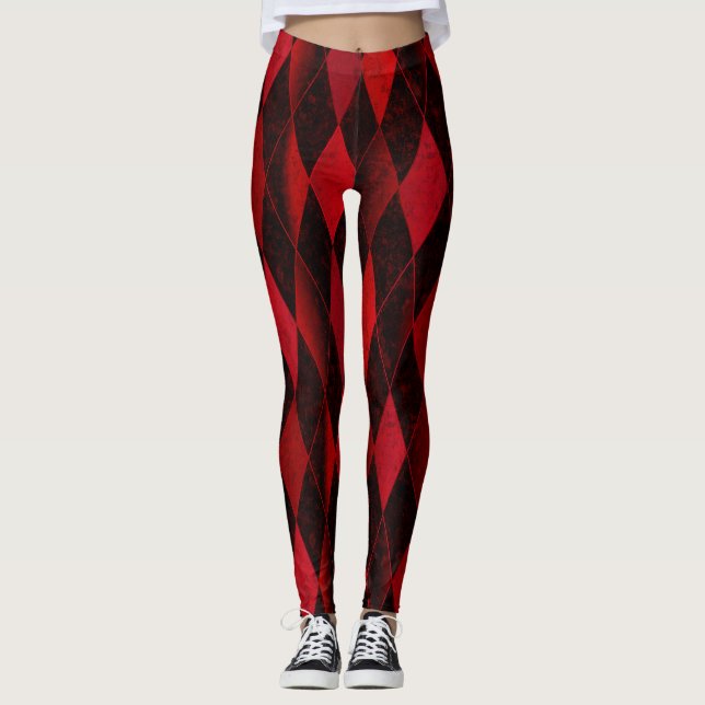 Leggings Leyenda de argyle rojo clásico (Anverso)
