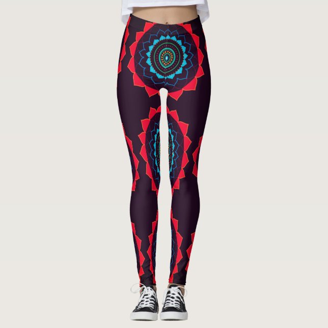 Leggings Leyenda marrón, roja de Mandala (Anverso)