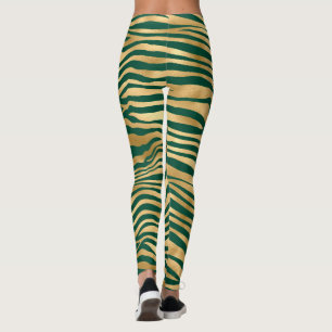 Leggings Leyenda verde esmeralda y cebra de oro/tigre a ray
