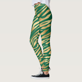 Leggings Leyenda verde esmeralda y cebra dorada/tigre a ray