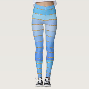 Leggings Leyendas a rayas turquesa de borde dorado