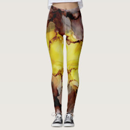 Leggings Leyendas abstractas amarillas y marrones