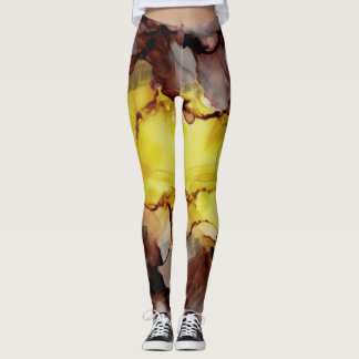 Leggings Leyendas abstractas amarillas y marrones