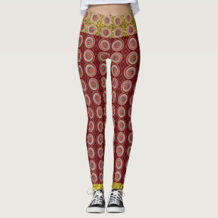 Leggings Leyendas abstractas de color de moda de oro rojo