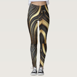 Leggings Leyendas abstractas de lujo en negro y oro