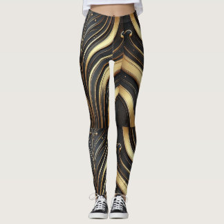 Leggings Leyendas abstractas de lujo en negro y oro