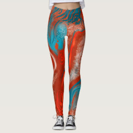 Leggings Leyendas abstractas de turquesa e incendio